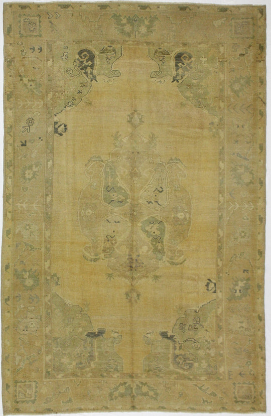 6x9 Gold and Blue Turkish Tribal Rug