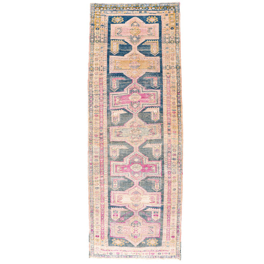 Vintage Handmade 4x6 Beige and Brown Persian Malayer Distressed Area Rug