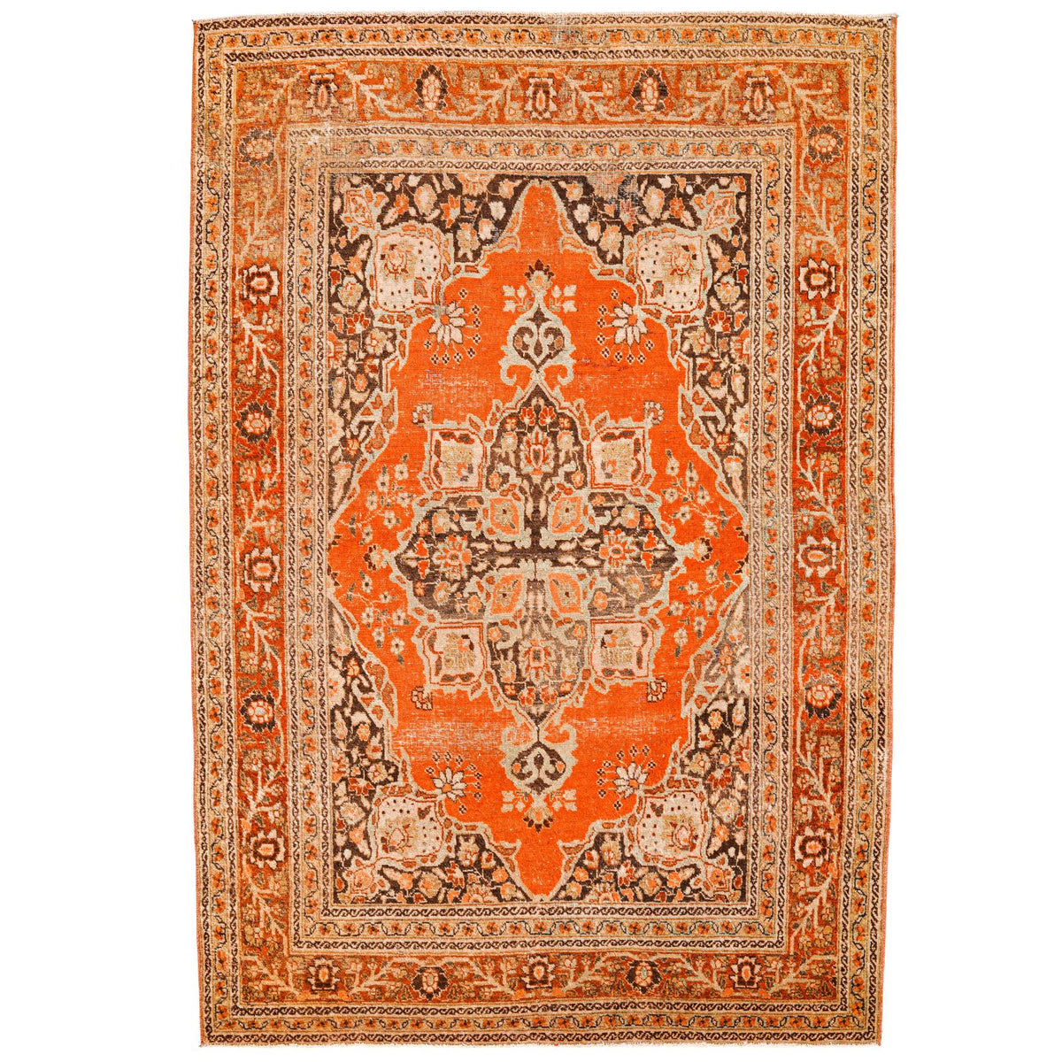 5x7 Orange and Brown Persian Rug