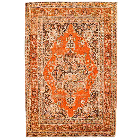 5x7 Orange and Brown Persian Rug