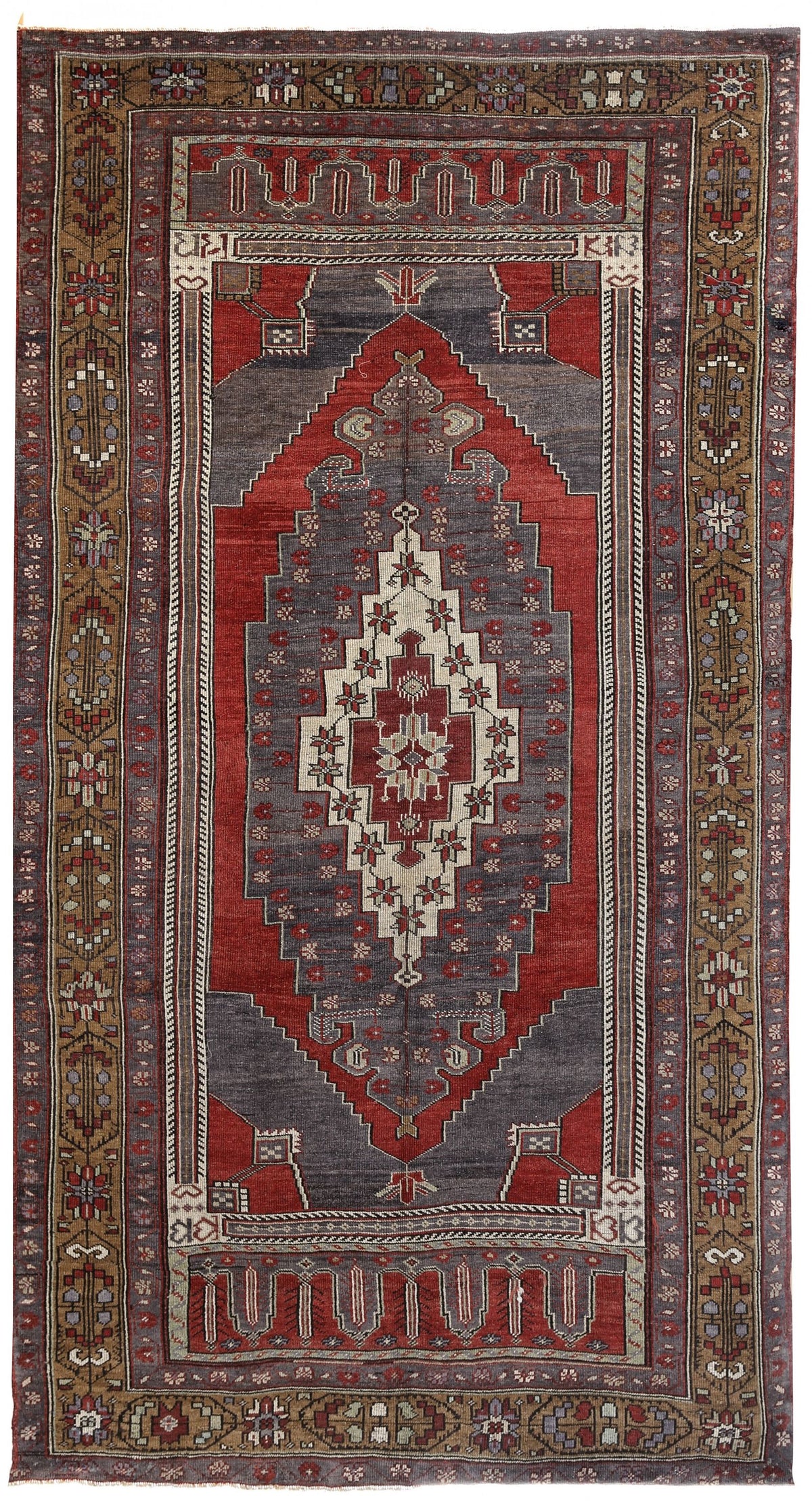 6x10 Purple and Green Turkish Tribal Rug