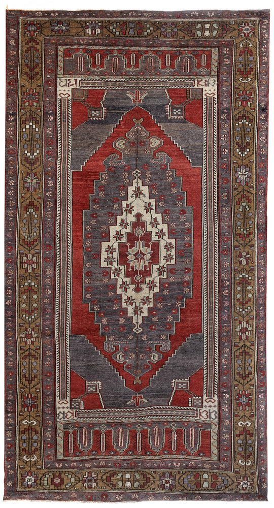 6x10 Purple and Green Turkish Tribal Rug