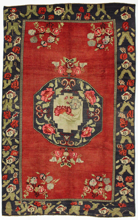 6x9 Red and Gray Turkish Tribal Rug