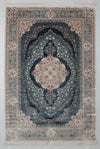 5x8 Blue and Ivory Turkish Antep Rug