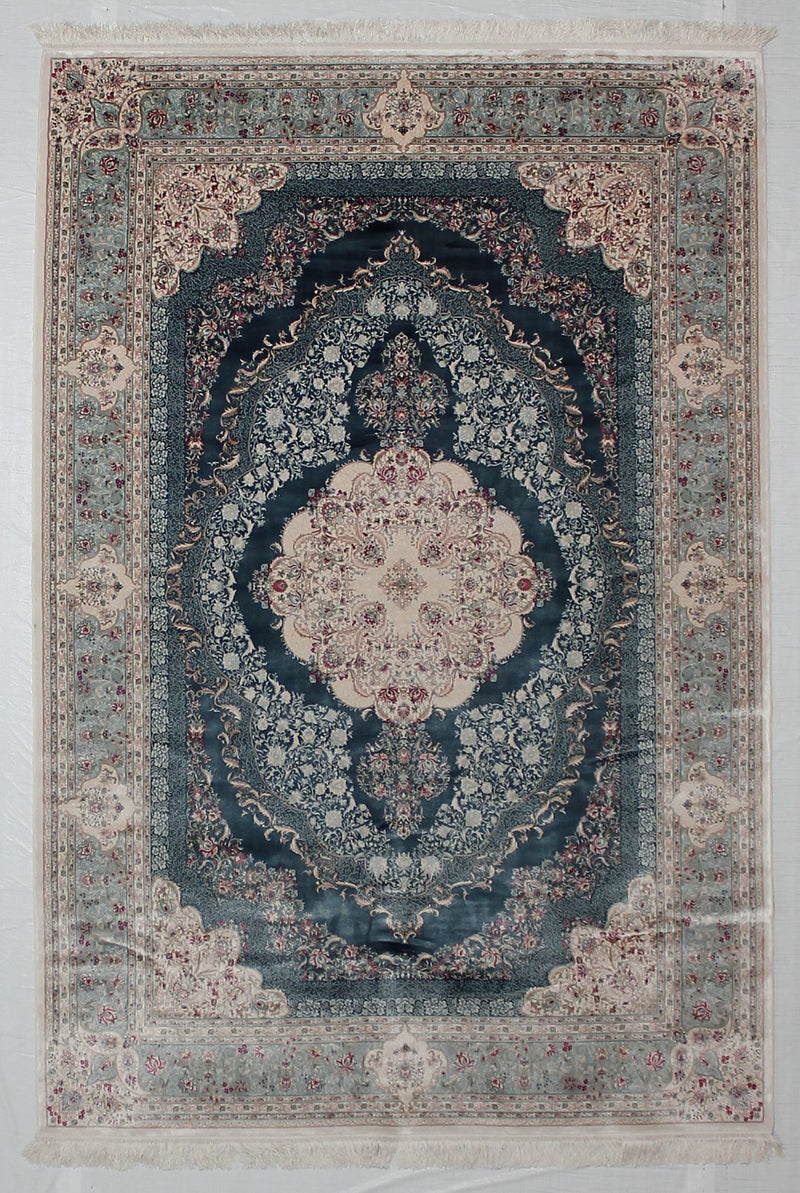 5x8 Blue and Ivory Turkish Antep Rug