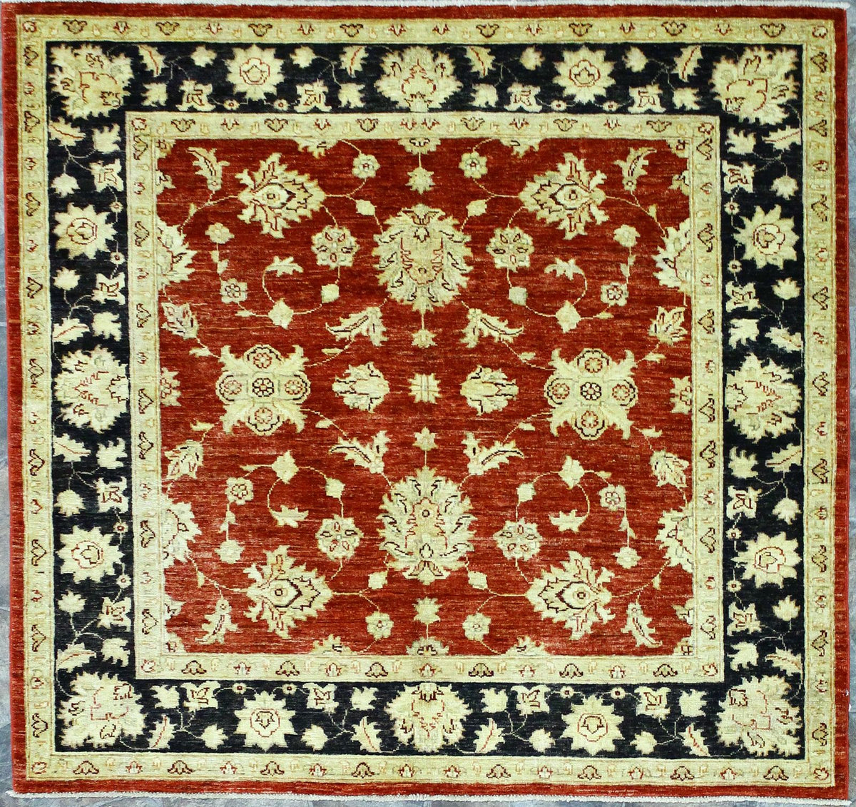 4x5 Red and Black Turkish Oushak Rug