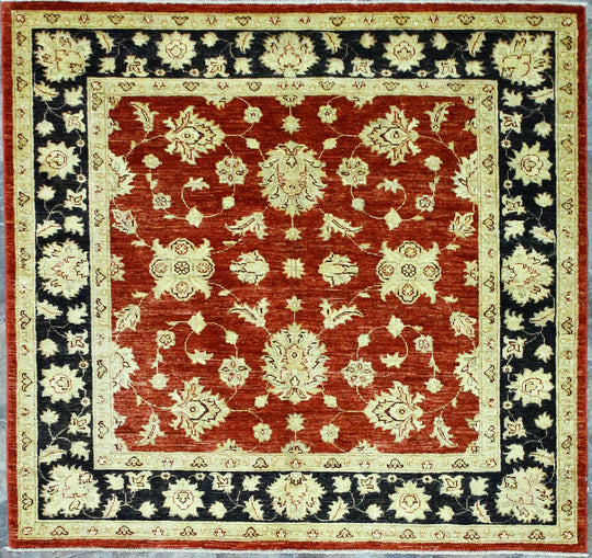 4x5 Red and Black Turkish Oushak Rug