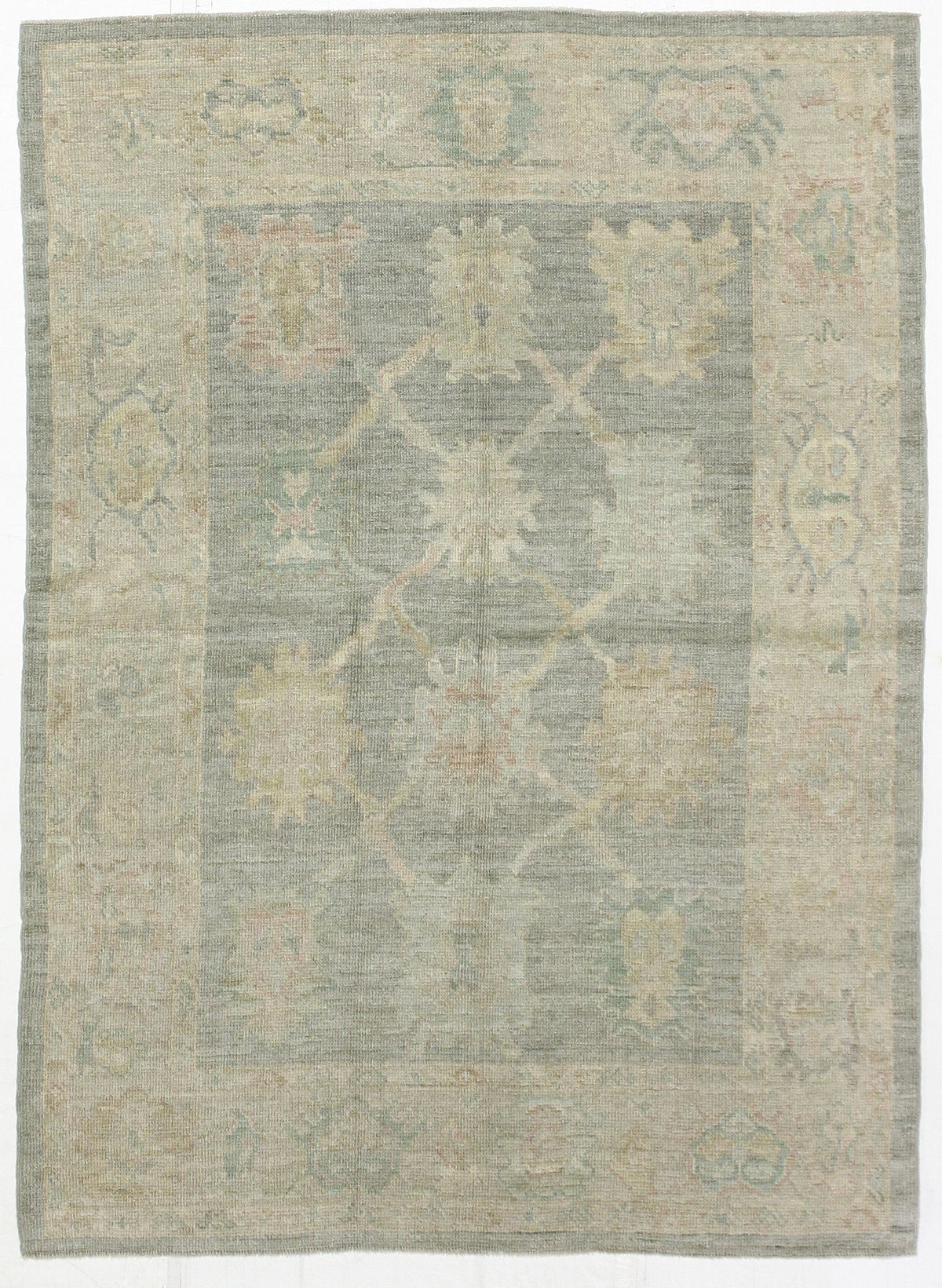 5x7 Gray and Ivory Turkish Oushak Rug