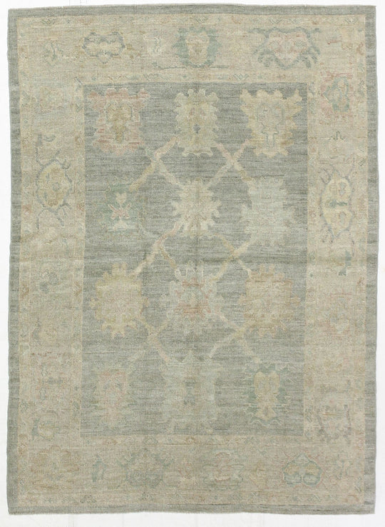 5x7 Gray and Ivory Turkish Oushak Rug