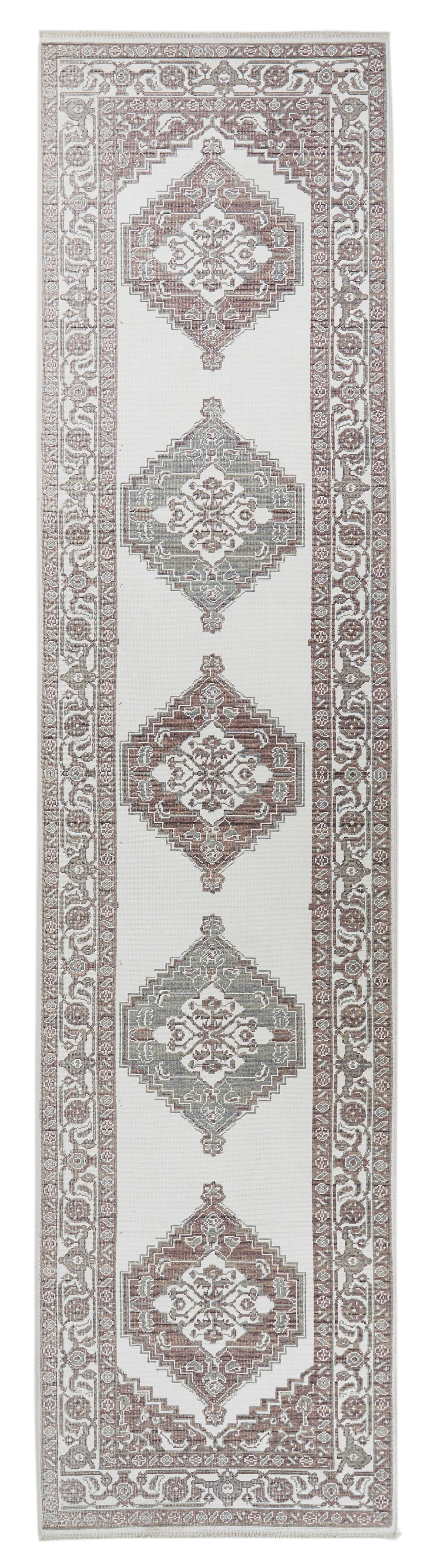 3x11 Ivory and Brown Turkish Traditional Runner