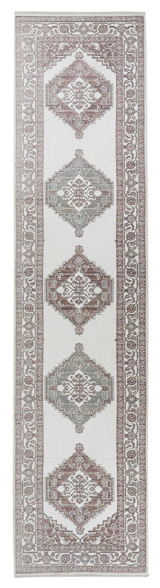 3x11 Ivory and Brown Turkish Traditional Runner