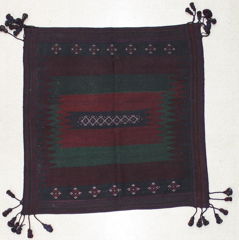6x6 Red and Navy Anatolian Tribal Rug