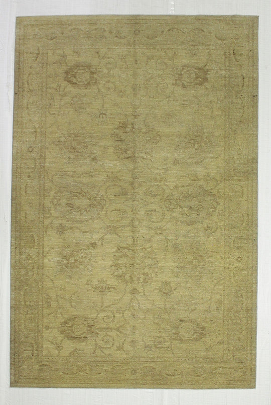6x9 Beige And Blue Turkish Oushak Rug
