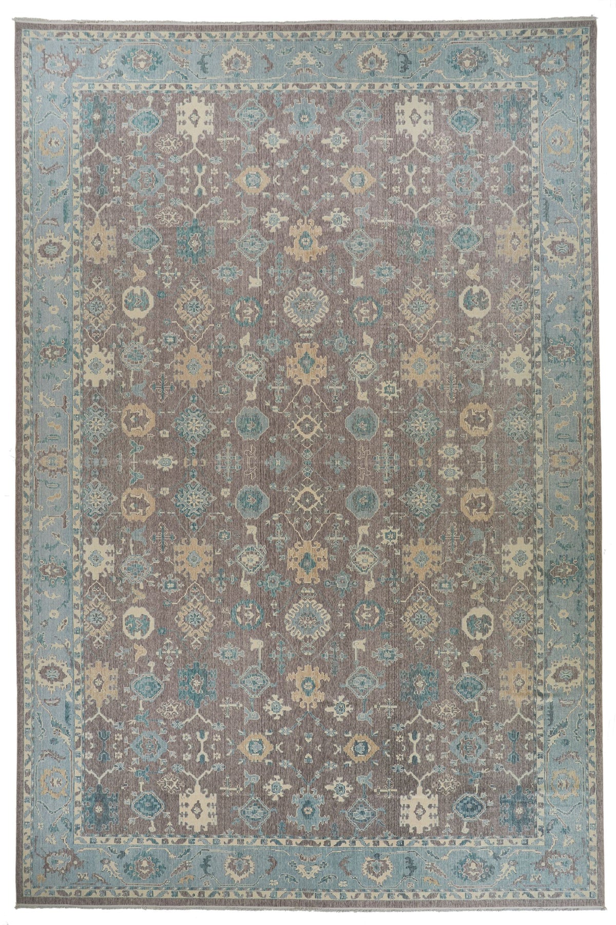 13x20 Purple and Light Blue Turkish Traditional Rug