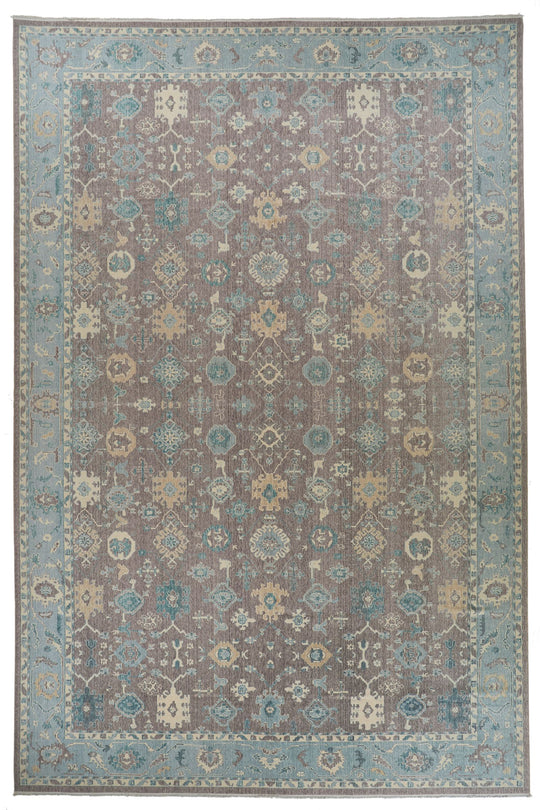 13x20 Purple and Light Blue Turkish Traditional Rug