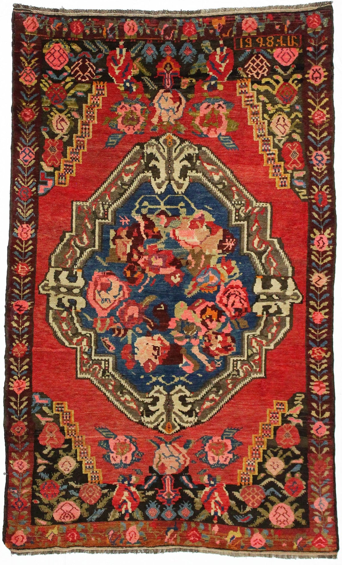 5x7 Red and Blue Anatolian Tribal Rug