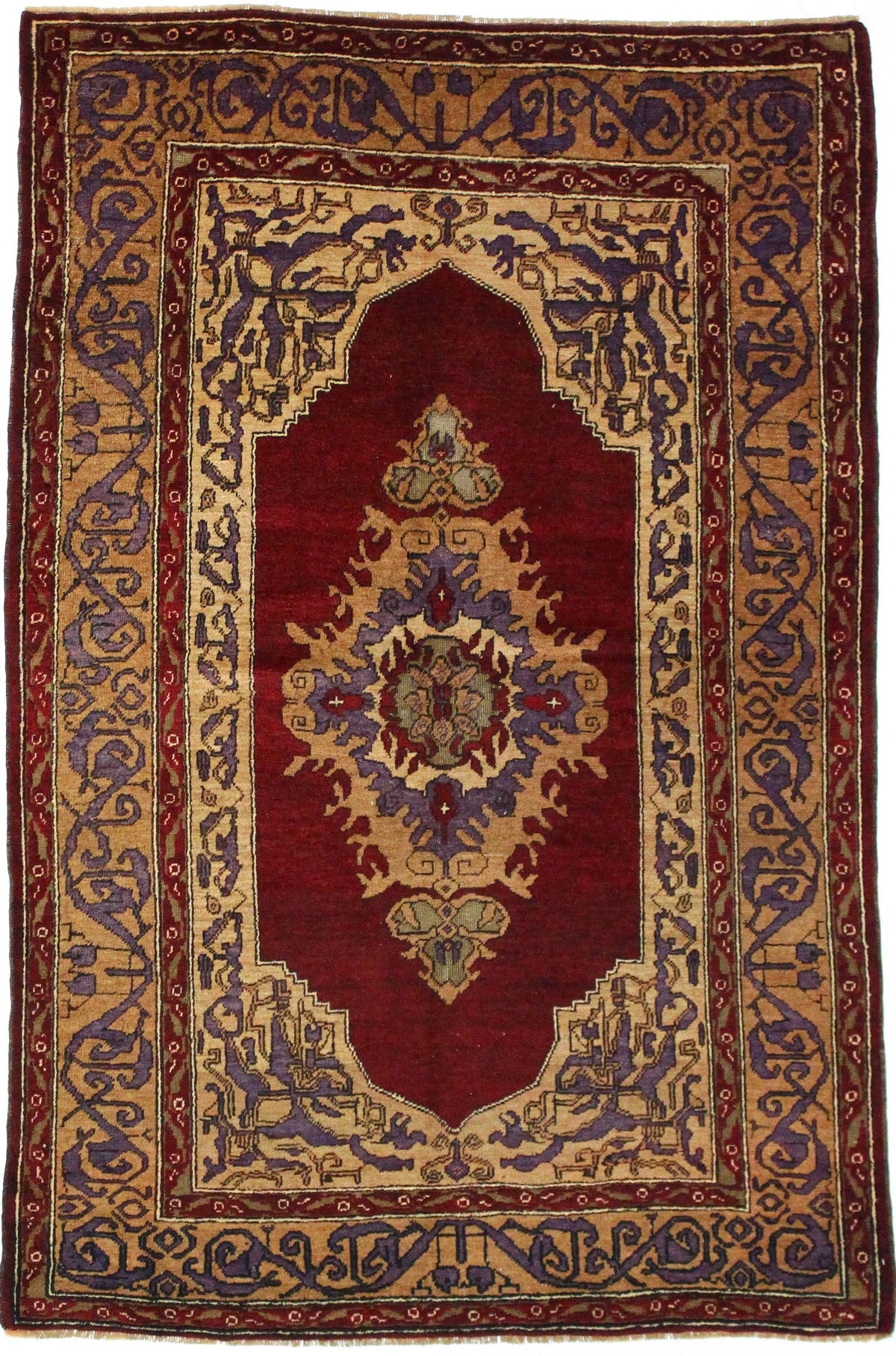 5x7 Red and Beige Turkish Tribal Rug
