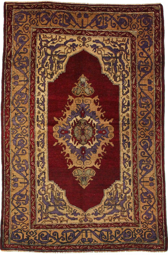 5x7 Red and Beige Turkish Tribal Rug