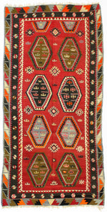 5x9 Red and Brown Turkish Tribal Rug