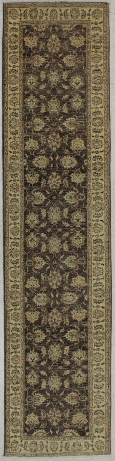 2x10 Brown and Blue Turkish Oushak Runner