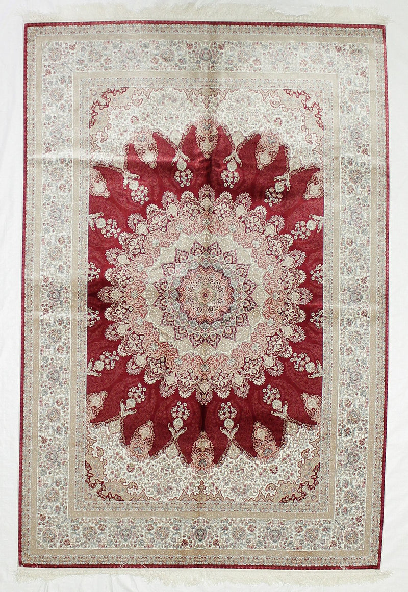 5x8 Red and Off-White Turkish Antep Rug