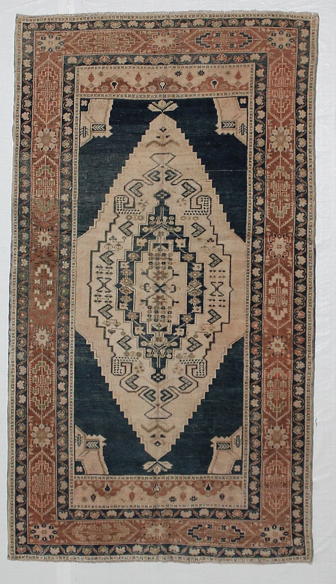 4x7 Ivory and Brown Turkish Tribal Rug