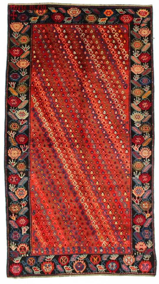 5x9 Red and Blue Anatolian Tribal Rug