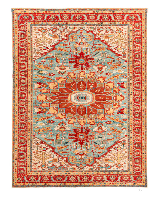 11x14 Blue and Red Turkish Traditional Rug