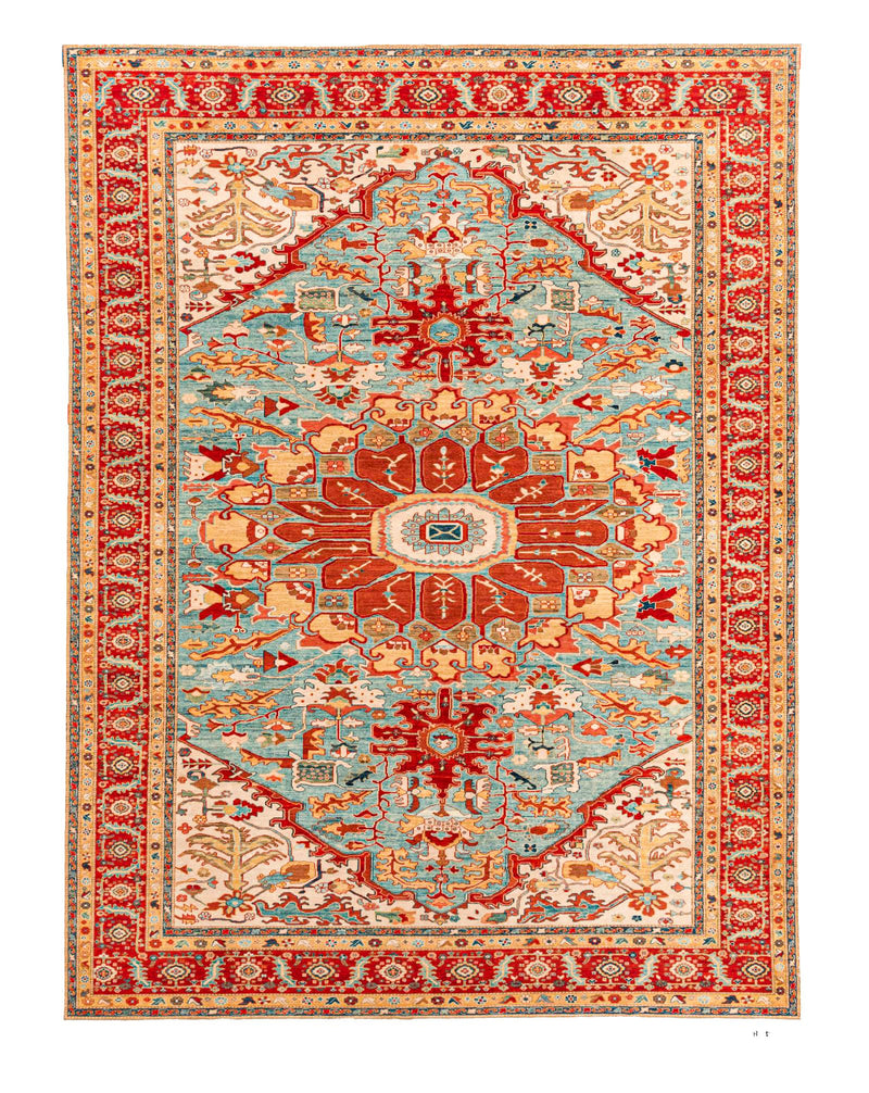 11x14 Blue and Red Turkish Traditional Rug
