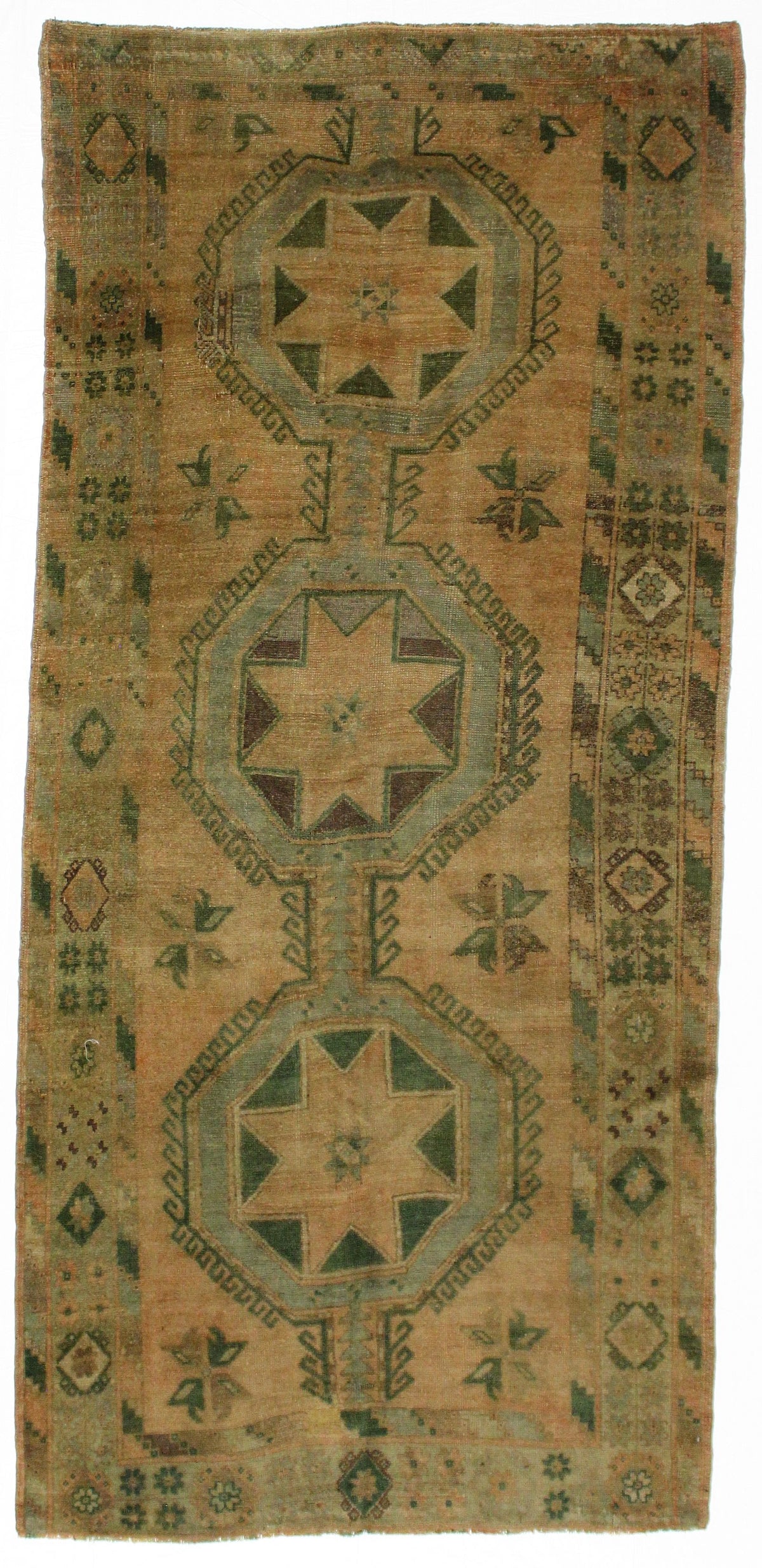 5x11 Gold and Beige Turkish Tribal Runner