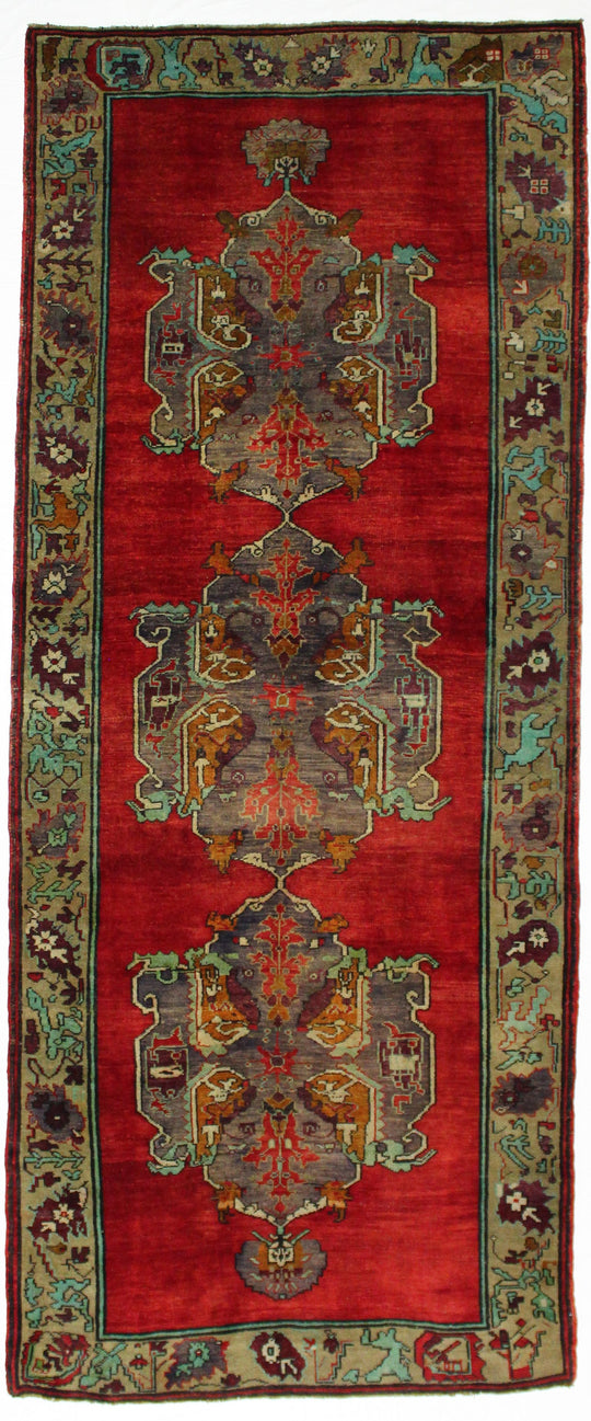 5x12 Red and Brown Turkish Tribal Runner