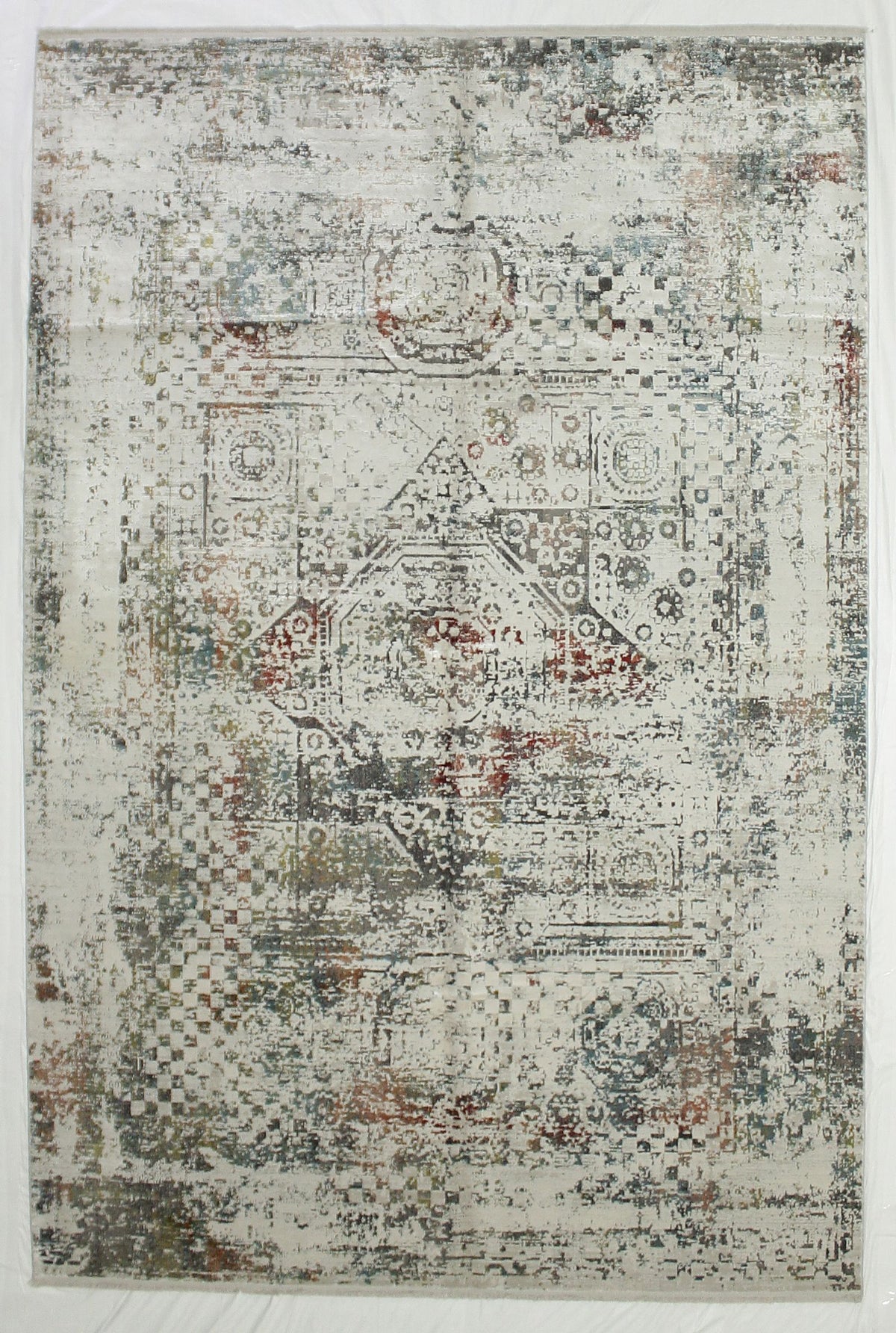 6x10 White and Multicolor Turkish Antep Rug