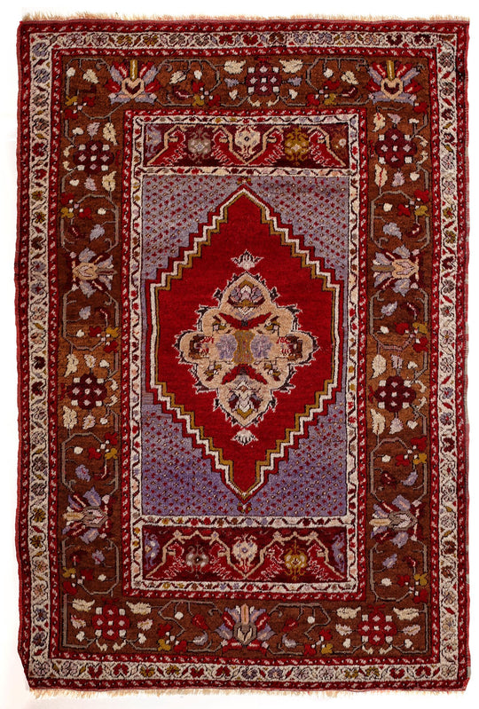 4x5 Red and Brown Turkish Tribal Rug