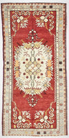 3x7 Red and Ivory Turkish Tribal Runner
