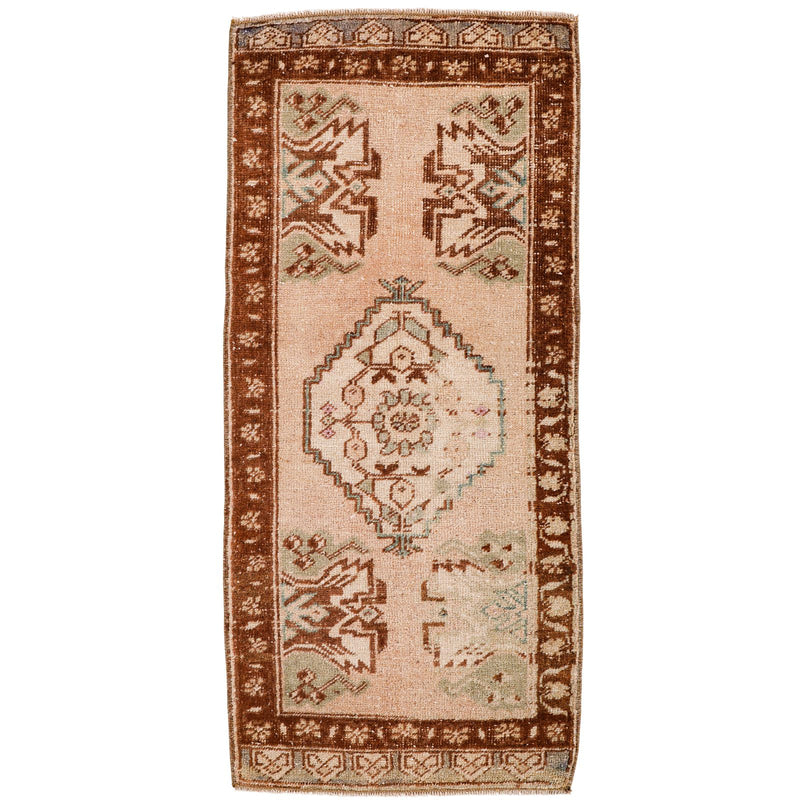 1x3 Beige and Red Turkish Tribal Rug