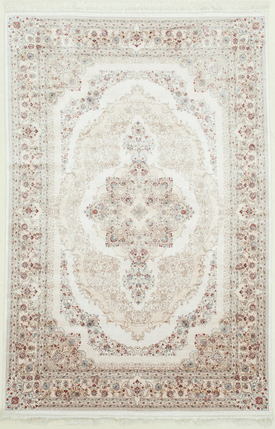5x8 Ivory and Beige Turkish Antep Rug