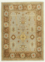 5x6 Blue and Brown Turkish Oushak Rug