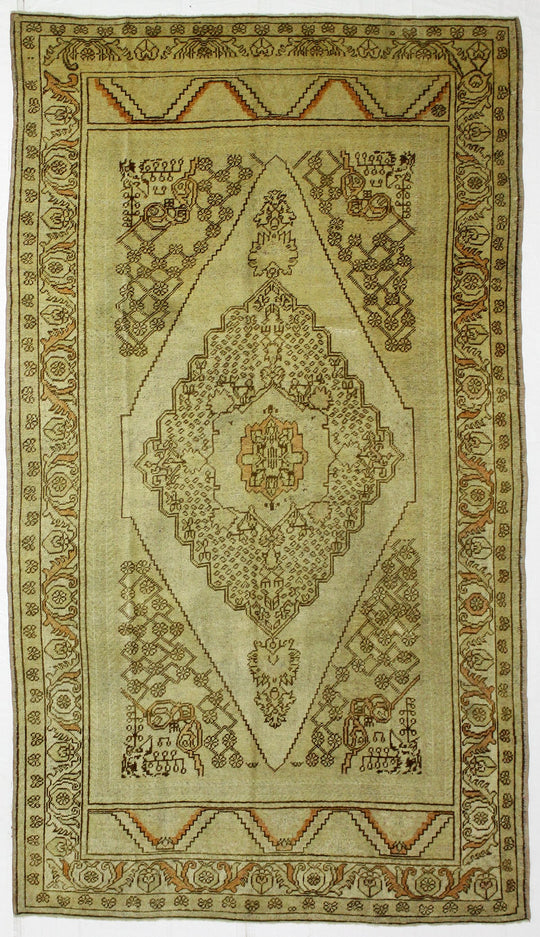 6x10 Ivory and Ivory Turkish Tribal Rug