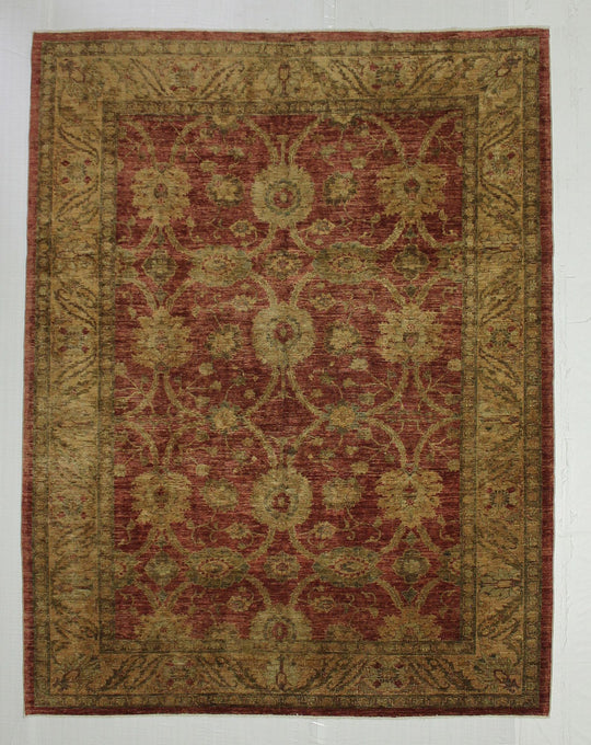 7x9 Red and Gold Turkish Oushak Rug