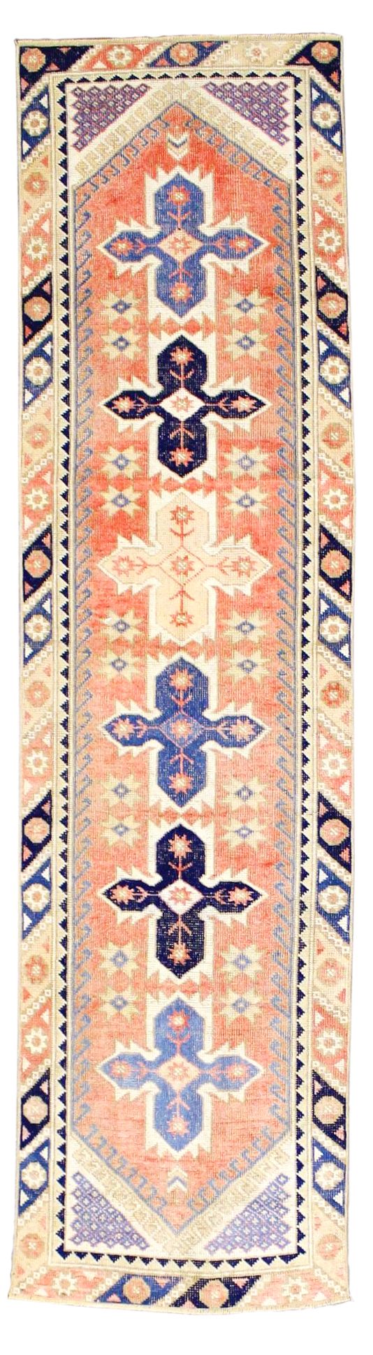 2x9 Pink and Navy Turkish Tribal Runner