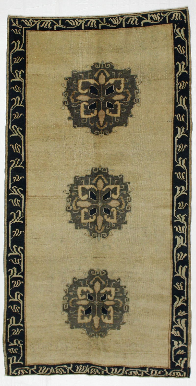 5x9 Gold and Blue Turkish Tribal Rug