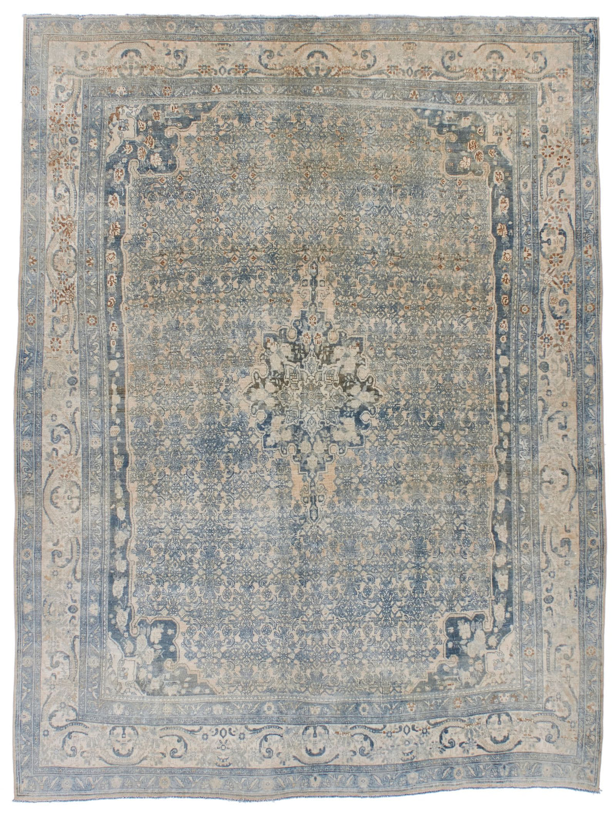 8x11 Ivory and Blue Persian Traditional Rug