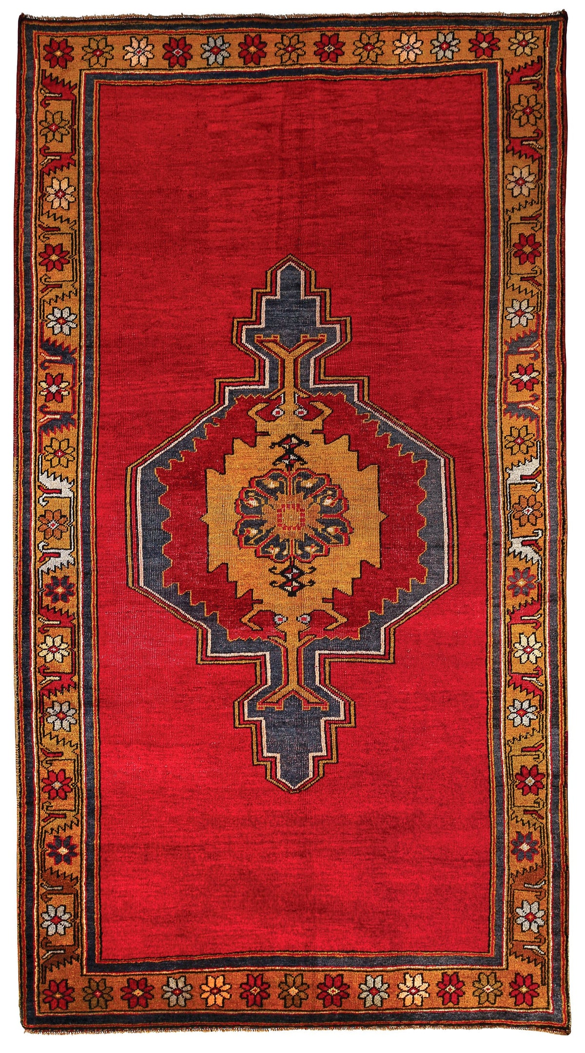 5x10 Red and Gold Turkish Tribal Runner