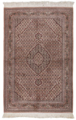 Vintage Handmade 4x6 Purple and Beige Persian Tabriz Distressed Area Rug