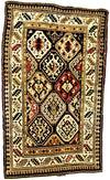 Vintage Handmade 4x7 Black and Beige Anatolian Caucasian Tribal Distressed Area Rug