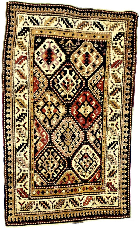 4x7 Black and Beige Kazak Tribal Rug