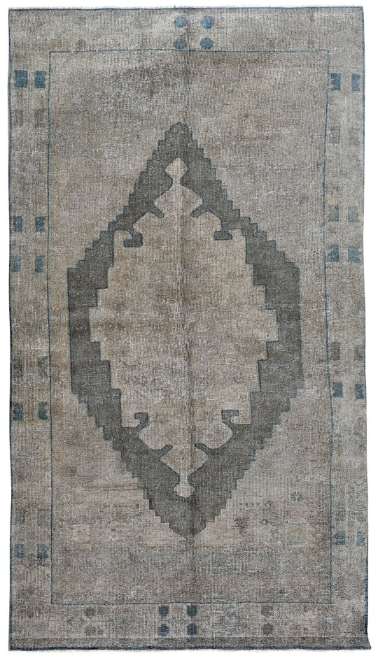 4x7 Ivory and Gray Turkish Tribal Rug