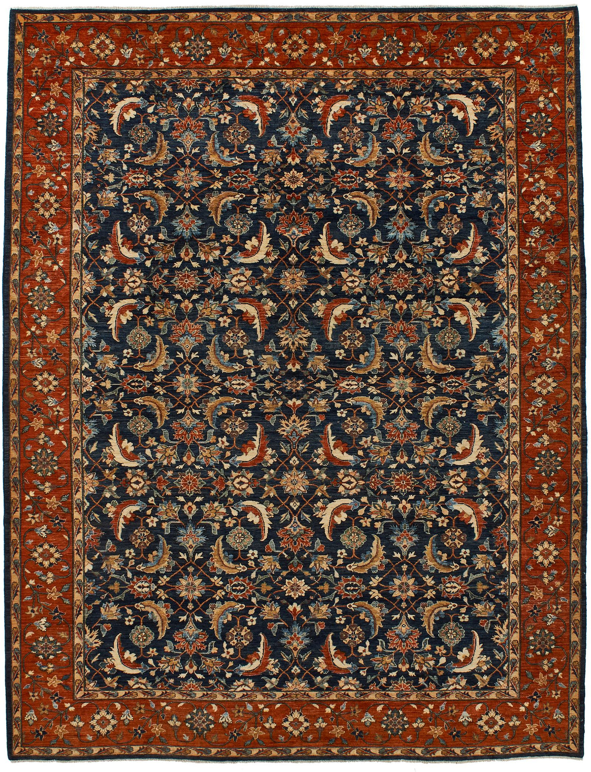 9x12 Navy and Red Traditional Rug