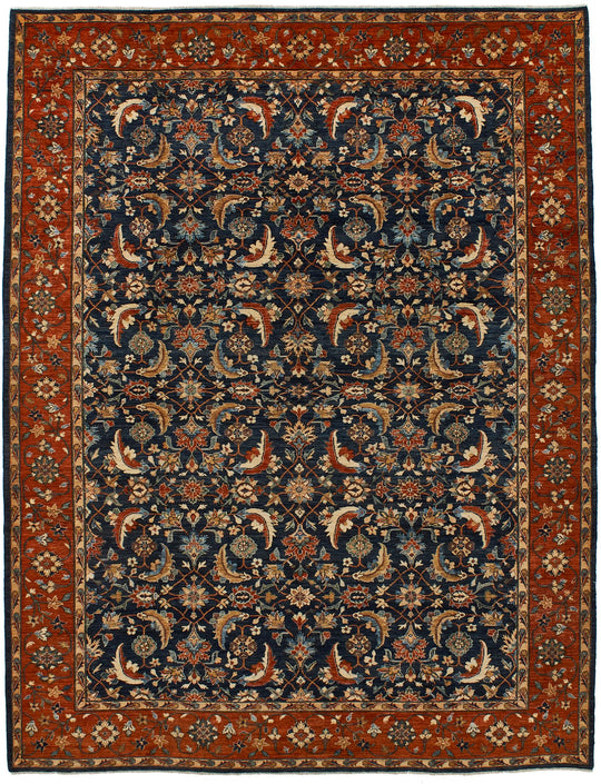 9x12 Navy and Red Traditional Rug