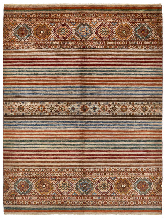 6x8 Multicolor and Red Tribal Rug
